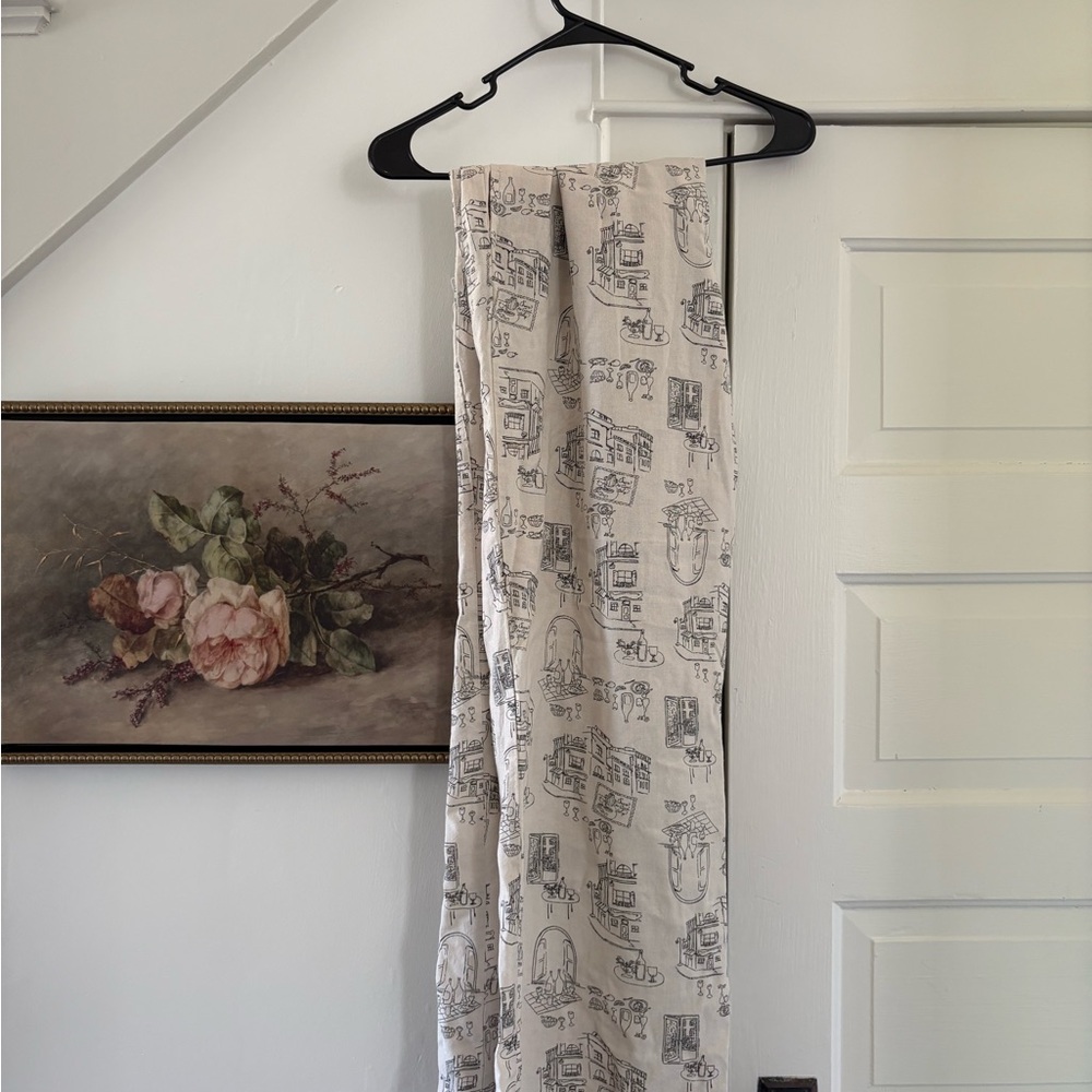 Neutral Toile Print Scarf - Beige with Charcoal Sketches